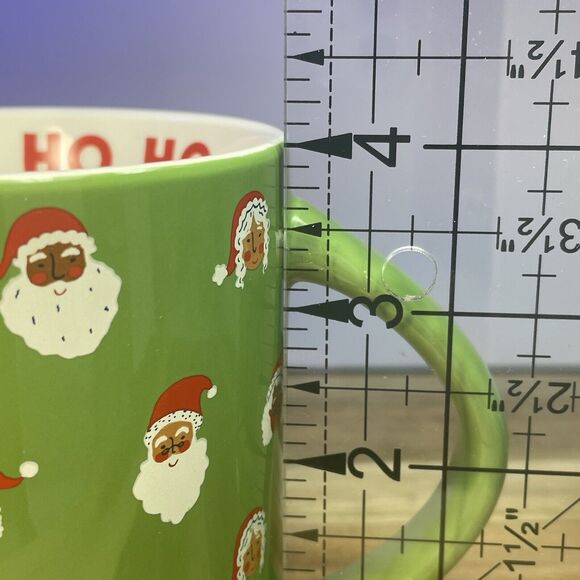 Wondershop Ho Ho Ho Black Santa Mrs. Claus Green Christmas Holiday Mug Whimsical - Picture 7 of 7